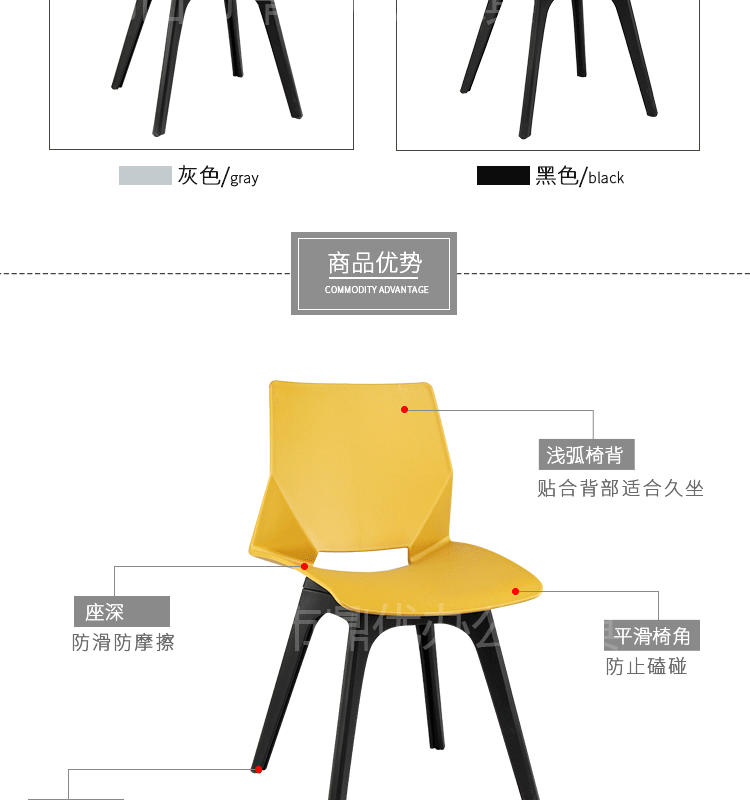 简约培训椅塑料洽谈椅休闲会议椅图片